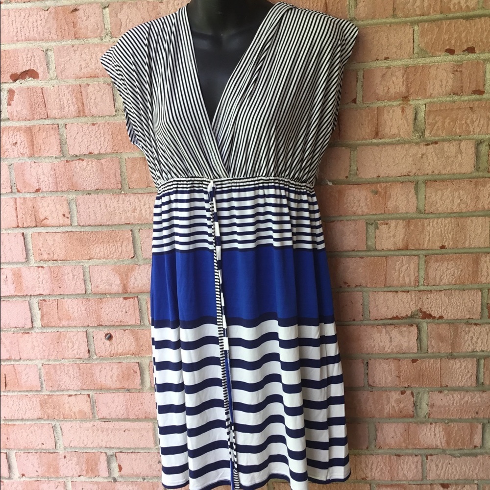 Blue/white striped dress